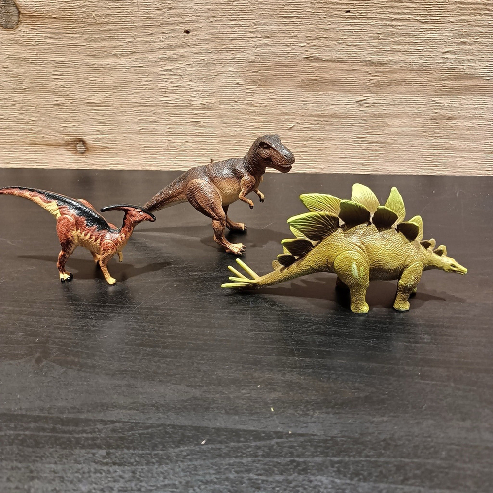 Vtg Scientific Toys Toy Dinosaurs Lot Of 3‎ Parasaurolophus, TRex, Stegosaurus